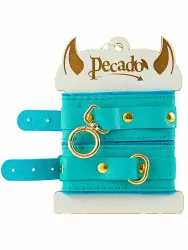 Миниатюрные наручники-оковы Pecado BDSM «МИНИ», двуслойные, натуральная кожа, голубые