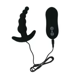 Анальный стимулятор-елочка с вибрацией на пульте управления Beads Style – черный