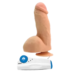 Вибрирующий фаллос с мошонкой The Nerd – телесный