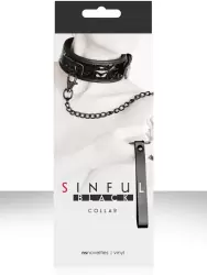 Ошейник с цепью-поводком Sinful Collar – черный