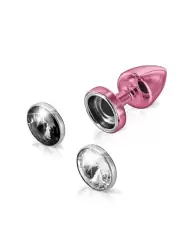 Красивая анальная пробка Anni Magnet T1 с двумя заменяемыми кристаллами на магните – розовый