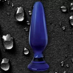 Анальная пробка из стекла Crystal Spires – голубая
