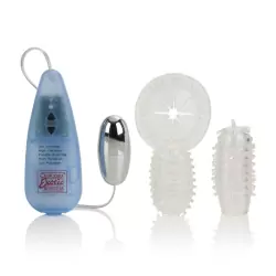 Виброяйцо Elite 5X Vibro-Ring с двумя сменными насадками – серебристый