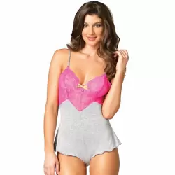Изящное боди для сна Leg Avenue Brushed Jersey Lounge Teddy - S
