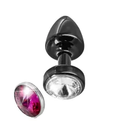Красивая анальная пробка Anni Magnet T1 с двумя заменяемыми кристаллами на магните – черный