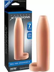 Насадка увеличитель Real Feel Enhancer XL с кольцом на мошонку – телесная	