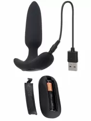 Анальная пробка Evolved Black Beauty, с вибрацией, с пультом ДУ, 7 режимов, 3 скорости, черный
