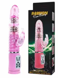 Мультискоростной хай-тек вибромассажер-ротатор со стимуляцией клитора Passion Cute Bunny – розовый 