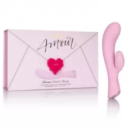 Вибромассажер Amour Dual G Wand с клиторальным стимулятором – розовый