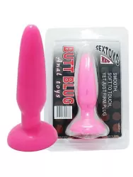 Гибкая анальная пробка Butt Blug на присоске – розовый