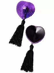 Пэстисы Erolanta Denise, в форме сердец, с кисточками, фиолетовые с чёрным