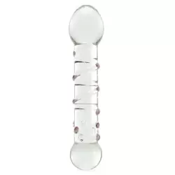 Двухголовый фаллос Spiral Staircase с розовой спиралькой – прозрачный