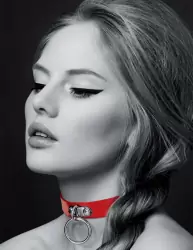 Элегантный чокер Concorde COLLIER FETISH ROUGE, с металлическим кольцом, 41 см, черный