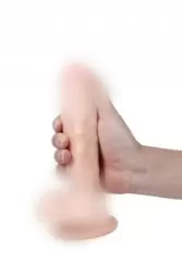 Реалистичный фаллоимитатор REAL, 21 см, с мошонкой, с трусиками для страпона, ПВХ, телесный
