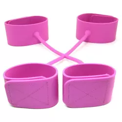 Набор наножников и наручников Silicone Submissions Hog Tie Cuffs – розовый