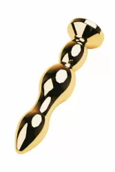 Большая металлическая анальная втулка TOYFA Metal с кристаллом цвета изумруда - золотистый с зеленым