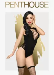 Элегантный боди Hotter than hell в наборе с чулками в сетку S/L