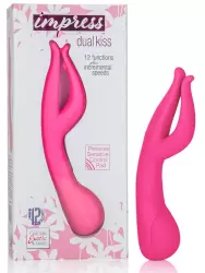 Вибромассажер Impress Dual Kiss со стимуляцией клитора – розовый