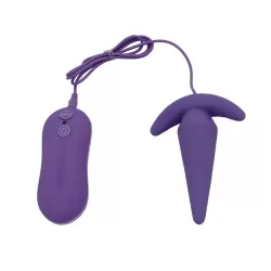 Анальная пробка с вибрацией на проводном пульте управления Tower – фиолетовый