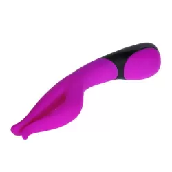 Водонепроницаемый вибромассажер Dean с раздвоенным концом и воздушным регулятором-подушкой – малиновый