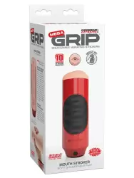 Мастурбатор ротик Mega Grip Vibrating Stroker Mouth с вибрацией - красный