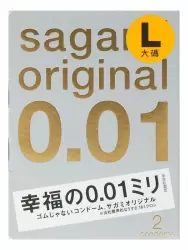 Гладкие презервативы Sagami Original 001, полиуретановые, ультратонкие, 19 см, 2 шт