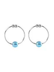 Зажимы-колечки на соски Silver Nipple Rings с голубой бусинкой – серебристый