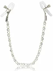 Зажимы на соски с цепочкой Crystal Chain Nipple Clamps – золотистый с белым