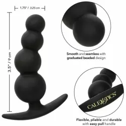 Носимая анальная елочка Boundless Beaded Plug, 9 см, 4 бусины, черный