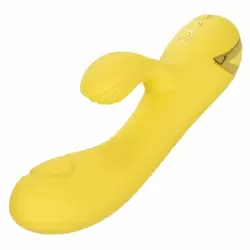 Изогнутый вибратор-кролик San Diego Seduction, 13 режимов, 12 см, желтый