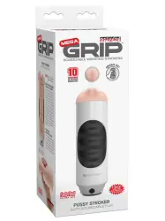 Мастурбатор вагина Mega Grip Vibrating Stroker Pussy с вибрацией - белый