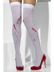 Чулки с имитацией пятен крови Кровавая Мэри (Fever) – белый с красным