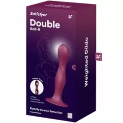 Фактурный фаллоимитатор Satisfyer Double Ball-R, два металлических шариками в стволе, 18 см, красный