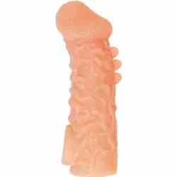 Реалистичная насадка на пенис с имитацией пирсинга и отверстием для мошонки «Cock sleeve» (средняя), Kokos