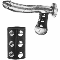 Широкий болстретчер-утяжка из экокожи Blueline Strap With Metal Snap – чёрный, 8 см