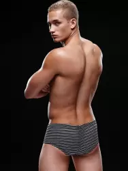 Черно-белые хипсы в полоску, трусы мужские - S/M