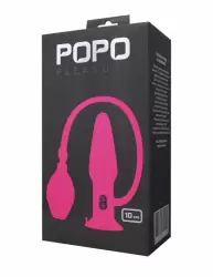 Розовая надувная анальная втулка с вибрацией TOYFA POPO Pleasure - 10 см