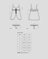 Черный полупрозрачный беби долл с атласным бантом и стринги Adoria (Obsessive) – S/M