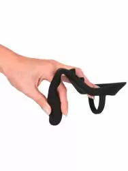 Стимулятор простаты Orion Penisring, с эрекционным кольцом и подхватом мошонки, 9 см, силикон, черный