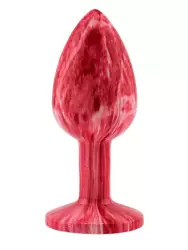 Эмалированная анальная пробка Kanikule Red Marble из алюминия с красным кристаллом, 7 см х 2,8 см, красный, Small