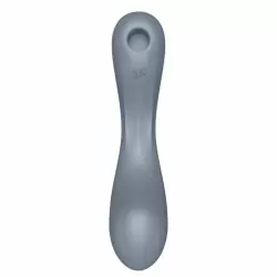Изогнутый вибратор Satisfyer Curvy Trinity 1, с двумя моторами, 17,4 см, серо-голубой