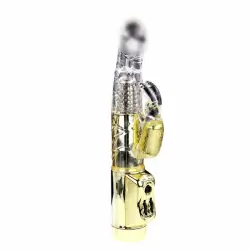 Водонепроницаемый вибромассажер U.S. Gold Lover с ротацией и стимуляцией клитора – золотой