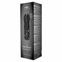 Карманный вибромассажёр-кролик с ушками и кристаллами The Rabbit Company The Pocket Rabbit Crystalized – чёрный