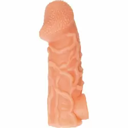 Реалистичная насадка на пенис с венками и отверстием для мошонки «Cock sleeve» (большая), Kokos