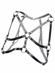 Портупея Pecado BDSM, «Соблазн» с кольцами, натуральная кожа, черная