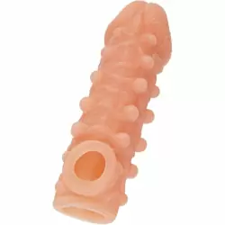 Реалистичная насадка на пенис с шариками и отверстием для мошонки «Cock sleeve» (большая), Kokos