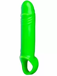 Реалистичная насадка-удлинитель Shots toys Ouch!, фиксация на мошонке, люминисцентная, 15,5 см