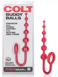 Анальная цепочка Colt Buddy Balls с эрекционным кольцом – красная
