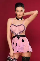 Игривая розовая сорочка и трусиков Sweetheart 786 - S/M