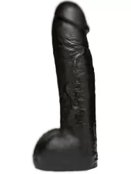 Реалистичная насадка фаллоимитатор Hung Vac-U-Lock CodeBlack, с мошонкой, 31 см, черный